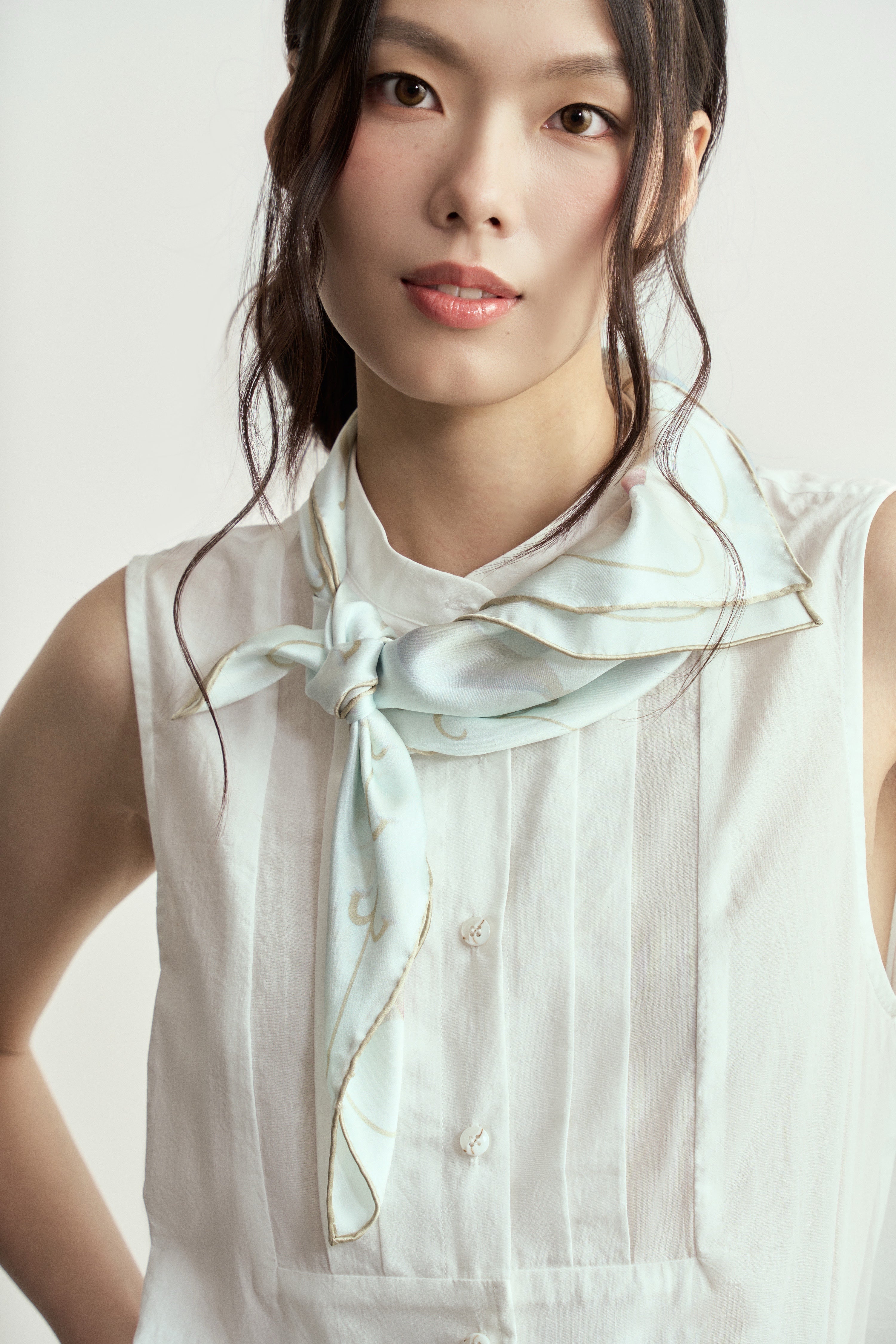Original Lily of the Valley Silk Scarf/原創鈴蘭花卉植物圖案真絲絲巾