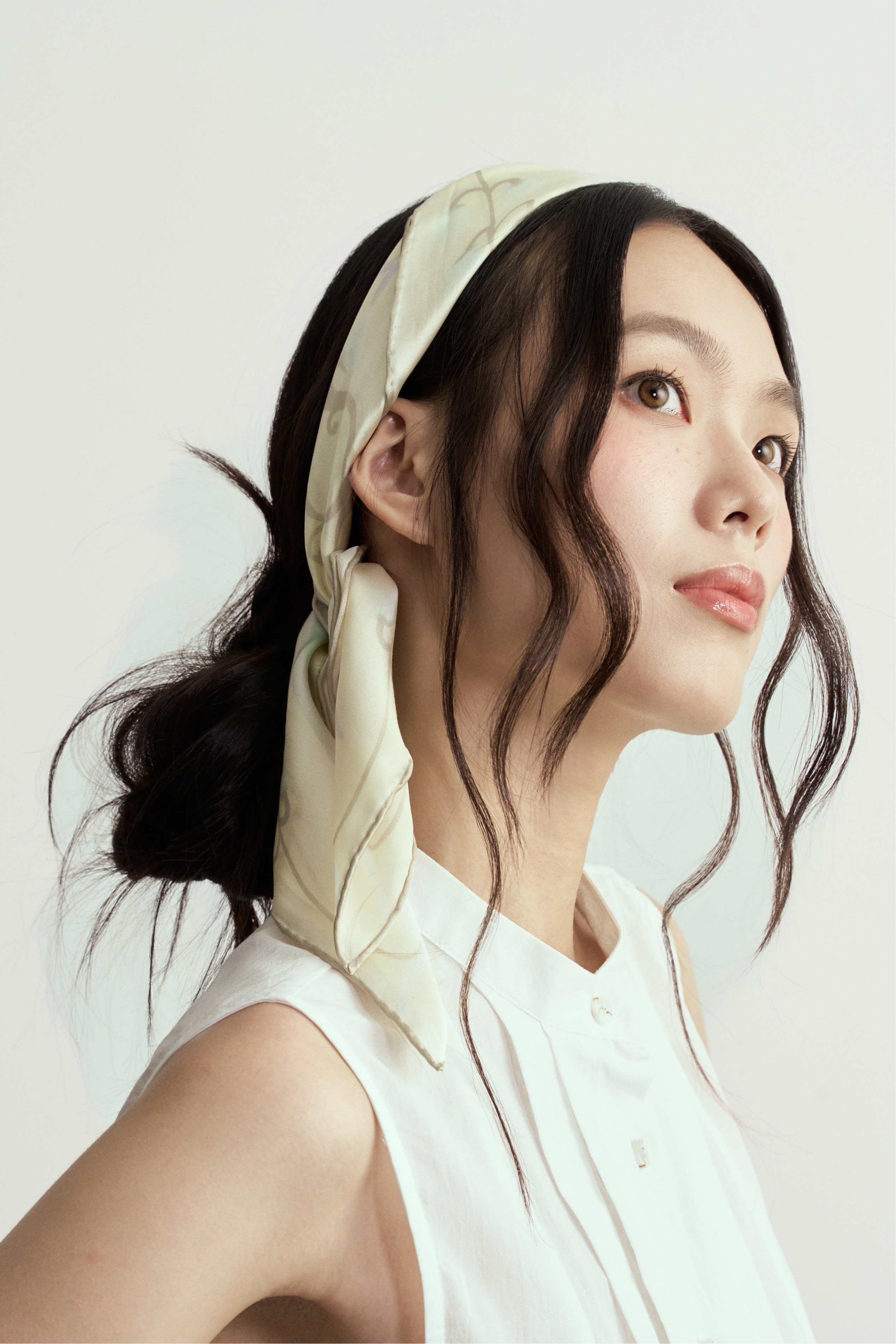 Original Lily of the Valley Silk Scarf/原創鈴蘭花卉植物圖案真絲絲巾