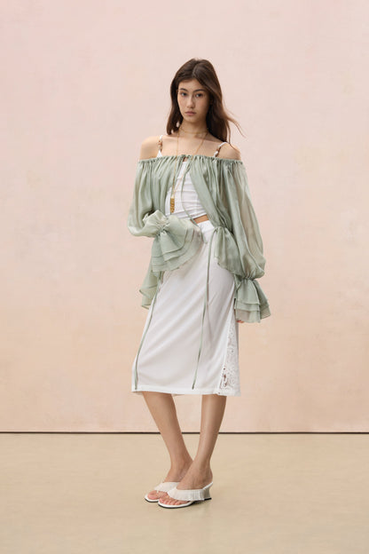 SAGE REGENCY OFF-SHOULDER BLOUSE OUTERWEAR