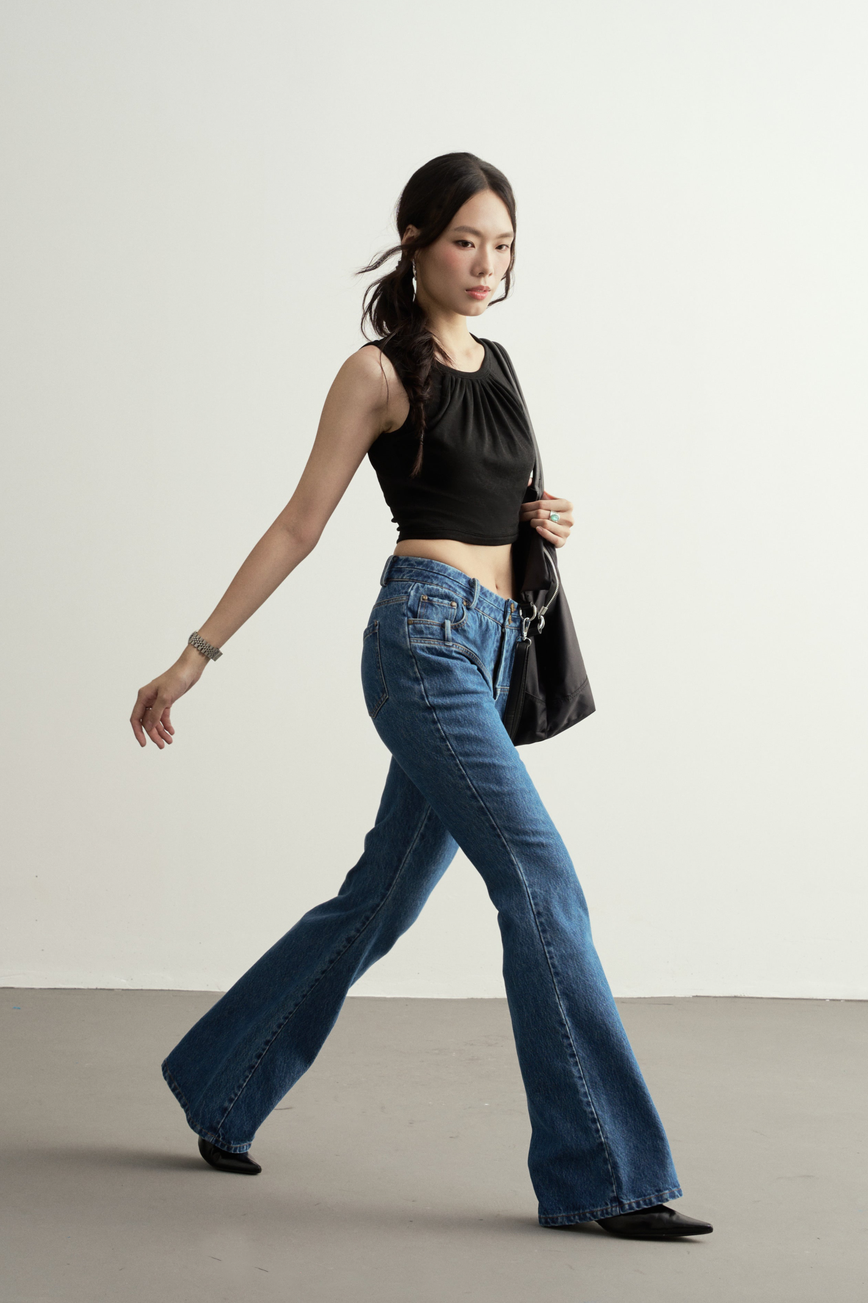 Vintage Double Button Flared Jeans/復古雙鈕微喇叭牛仔褲