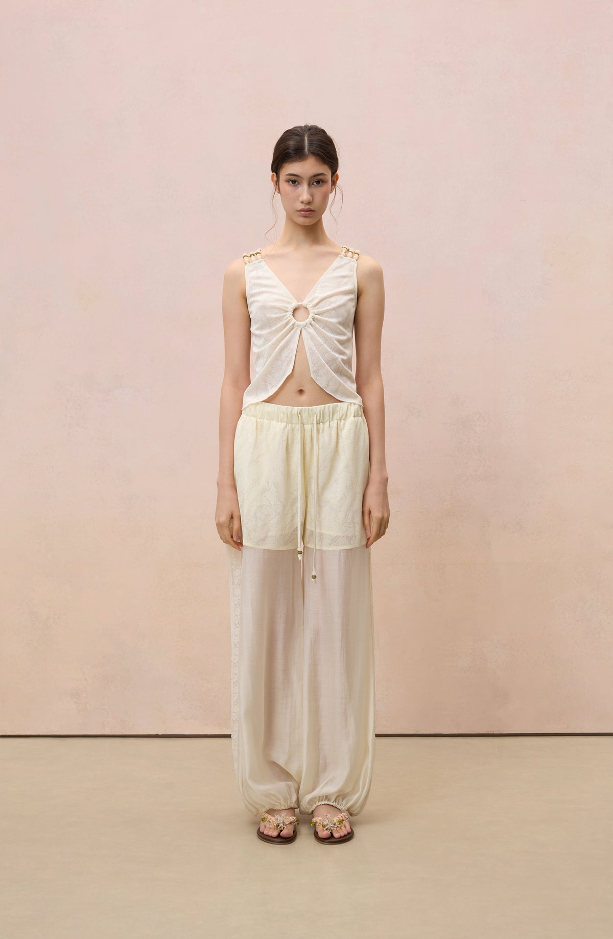 LUMINOSA BEADED DRAWSTRING HAREM PANTS