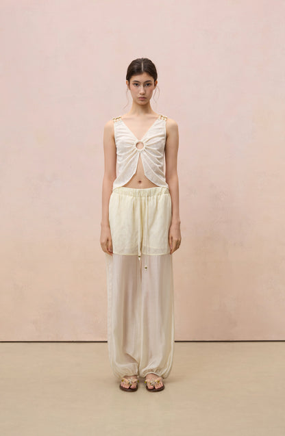 LUMINOSA BEADED DRAWSTRING HAREM PANTS