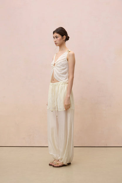 LUMINOSA BEADED DRAWSTRING HAREM PANTS