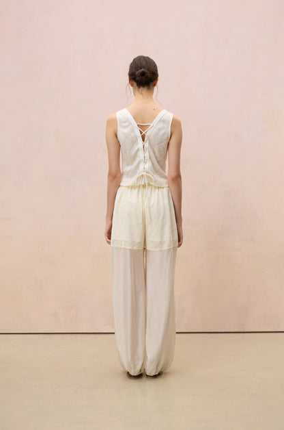 LUMINOSA BEADED DRAWSTRING HAREM PANTS