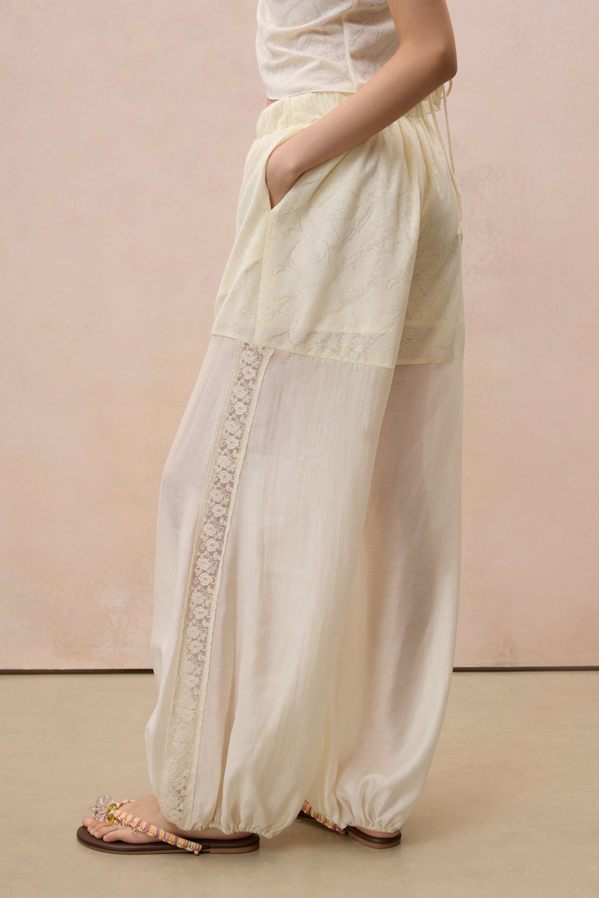 LUMINOSA BEADED DRAWSTRING HAREM PANTS