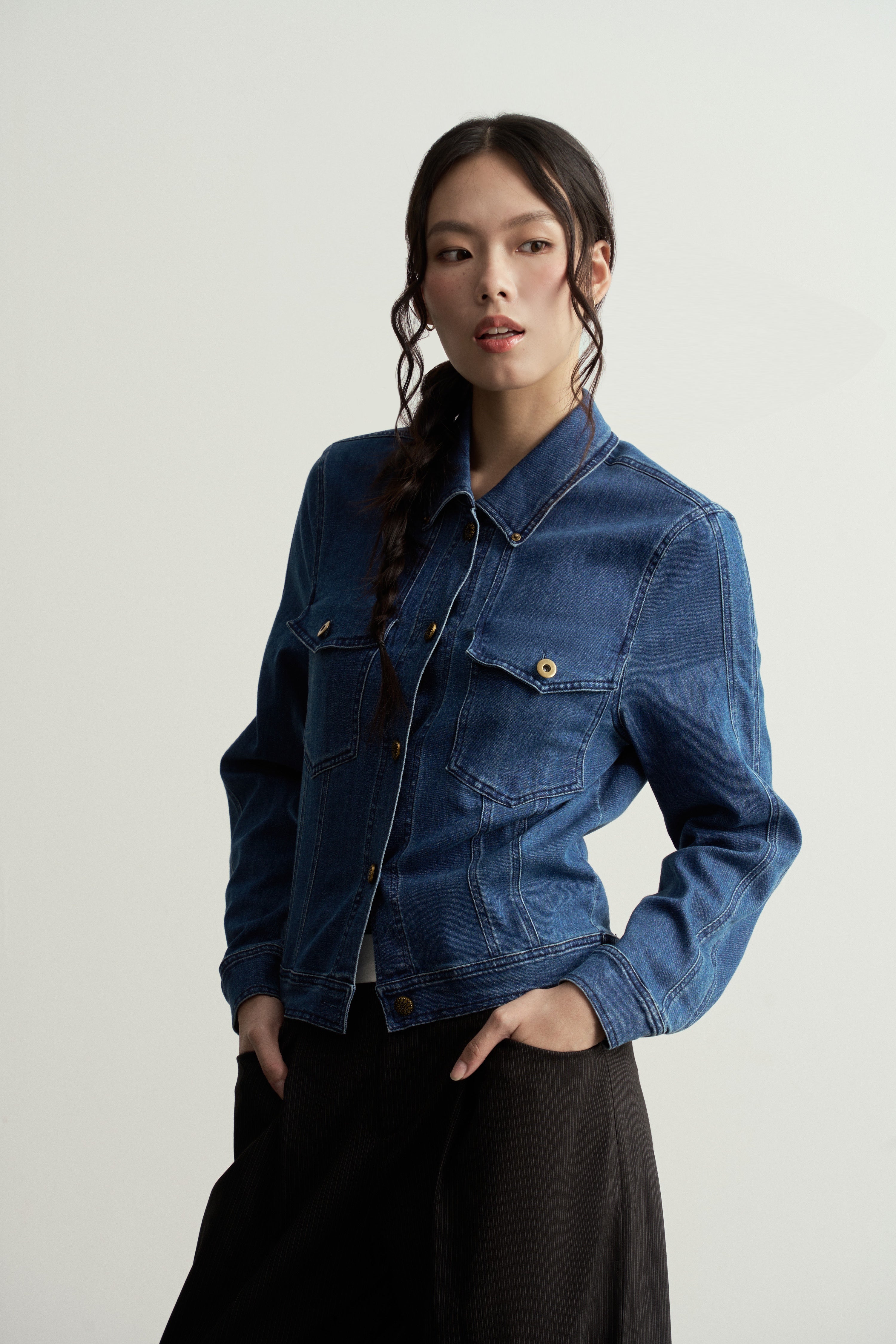 Vintage Washed Blue Denim Jacket/復古牛仔水洗藍牛仔外套