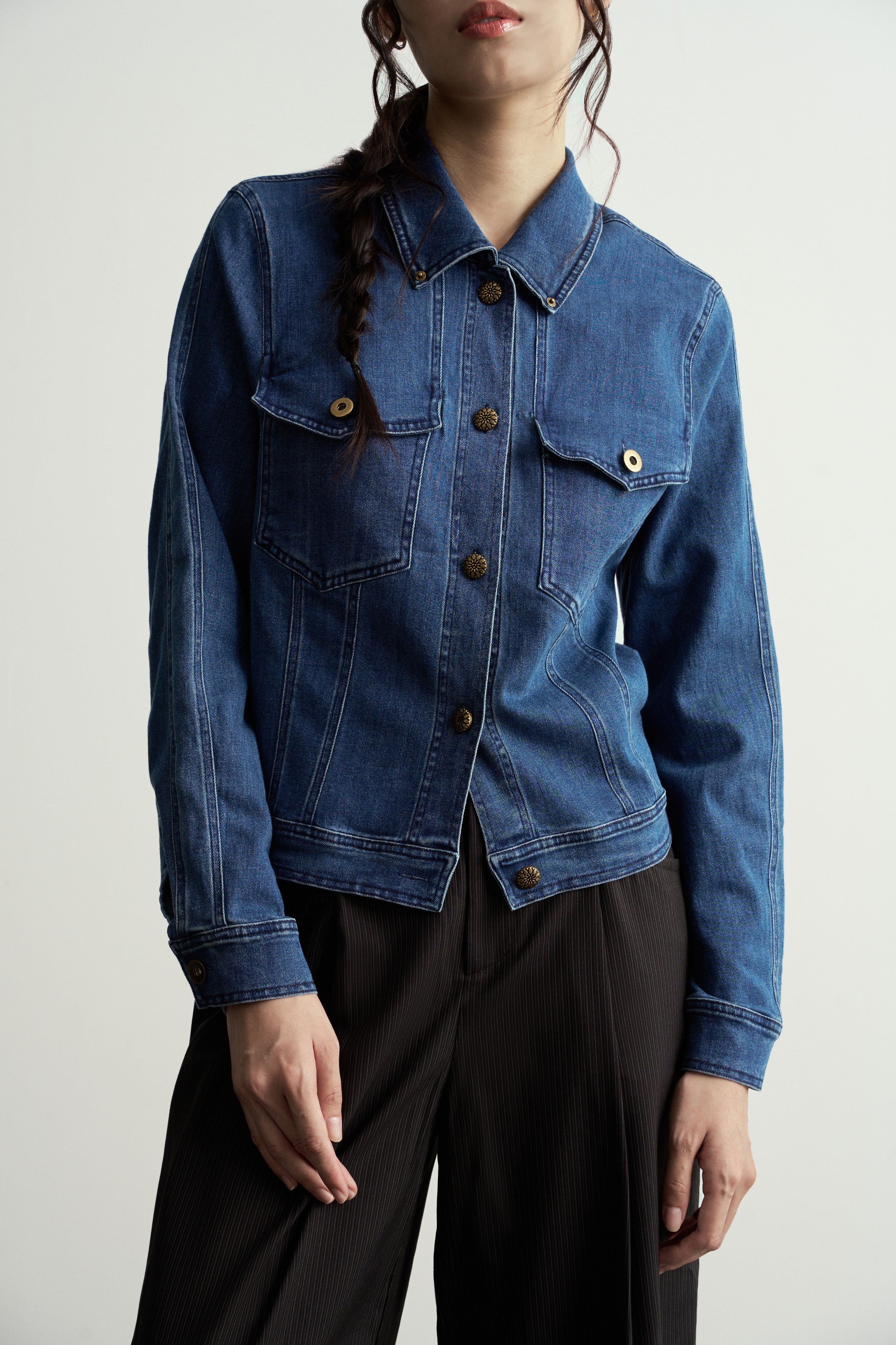 Vintage Washed Blue Denim Jacket/復古牛仔水洗藍牛仔外套